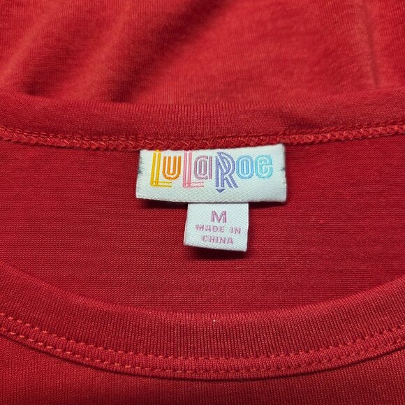 Lularoe Medium Bright Red Crewneck Shortsleeve Simple Summer Maxi Shirt Dress - Picture 9 of 10